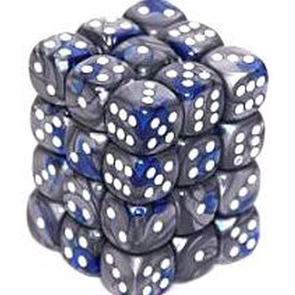 Chessex 6-Sided d6 Gemini Dice Pack (Blue-Steel & White)