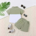 thumbnail image 7 of GYRATEDREAM Toddler Boy Summer Outfit Set Cotton Linen Short Sleeve Henley Shirts Top and Shorts Set 2Pcs Summer Clothes Set for 6-7Y Green, 7 of 7