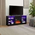 thumbnail image 3 of SYNGAR Fireplace TV Stand with Led and Power Outlets, Black Entertainment Center with 18" Electric Fireplace for 45/50/55/60/65 inch TVs, Modern TV Console with Storage Cabinet for Living Room, 3 of 12