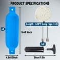 thumbnail image 3 of VANCUS Blue Boat Fenders 2 Pack, 4.5 x 16 inches Ribbed Twin Eyes Boat Bumpers Fenders for Docking, Comes with Ropes Needles and Pump to Inflate, 3 of 10