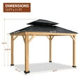 thumbnail image 5 of INTER HUT 13x11 ft Outdoor Double Roof Cedar Framed Wood Gazebo Pavilion, 5 of 7