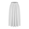thumbnail image 7 of Ndbuld Skirts for Women Regular and Plus Size Skirt Fashion Women Solid High Waisted Midi Skirt A-Line Summer Elastic Waist Skirts White,L, 7 of 7