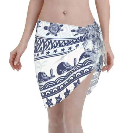Disketp Sea Underwater Animals1 Women Swimsuit Cover Up Short Chiffon Summer Beach Sarong Bikini Wrap Skirt Bathing Suit