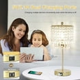thumbnail image 5 of Crystal Table Lamp Set of 2, 3-Way Dimmable Nightstand Lamp with 2 USB Charging Ports, Gold Bedside Lamp for Bedroom, Touch Lamp with Elegant Shade for Living Room, B11 LED Bulb Included, 5 of 12