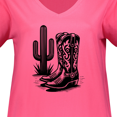 thumbnail image 3 of Inktastic Cowboy Cowgirl Boots Cactus Women's Plus Size V-Neck T-Shirt, 3 of 4