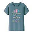 thumbnail image 5 of Mujeres Manga Corta de Verano Tops Pascua Impresa Cuello Redondo, Blusa de Moda Casual para la Primavera, 5 of 5