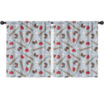 Blackout Kids Curtains,Blue Baseball Gear Pattern Childrens Insulated Curtains Set Of 2,Bedroom Essentials,Toddler Room Decor 52"x63"