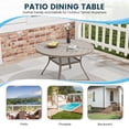 thumbnail image 5 of DIFY 40.6" Round Metal Patio Dining Table for 4, Outdoor Table with Umbrella Hole & Shelf, Sand, 5 of 6