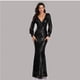 thumbnail image 1 of Vestido de noche de cola de pez europeo y americano, vestido de lentejuelas, multicolor, talla grande, manga larga, escote en V, lentejuelas para mujer, 1 of 6