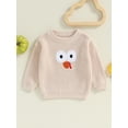 thumbnail image 2 of Nygoyerh Toddler Girls Boys Thanksgiving Sweatshirts Turkey Embroidery Crew Neck Long Sleeve Baby Pullovers Newborn Infant Cute Clothing 3M 6M 9M 12M 18M 2T 3T 4T 5T, 2 of 7