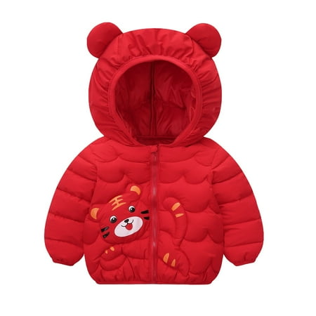 

Toddler Kids Baby Boys Girls Winter Down Coats Cute Bear Ears Coats With Hoods Cartoon Lightweight Jacket Outwear