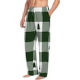 thumbnail image 2 of Uemuo Green White Lumberjack Plaid Pattern Men's Wide Leg Palazzo Lounge Pants with Pockets Light Weight Loose Comfy Casual Pajama Pants-Large, 2 of 9