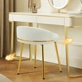 thumbnail image 4 of Furniliving Modern Vanity Makeup Chair, Comfy Accent Chair with Low Back, Faux Leather Small Makeup Stool for Living, Bedroom, White, 4 of 10