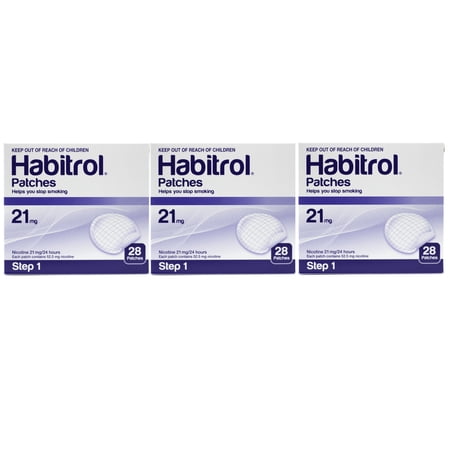 3 Pack - STEP 1 Habitrol Nicotine Patch (28 EACH) 21mg, Total 84 Patches