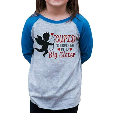 7 ate 9 Apparel Girl s Big Sister to Be Valentine s T-Shirt Blue Raglan 7 ate 9 Apparel Girl s Big Sister to Be Valentine s T-Shirt Blue Raglan