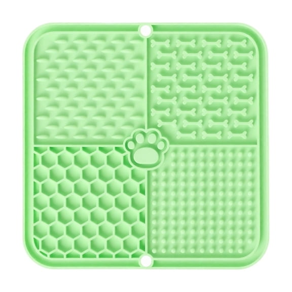Pet Calming Lick Pad Silicone Slow Feeder with Suction Base, Stress Relief Mat for Dogs, Easy Clean Green