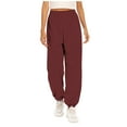 thumbnail image 3 of Baggy Sweatpants For Women Exercise Casual Solid Color Binding Leg Wine Pants And Sweatpants (L), 3 of 8