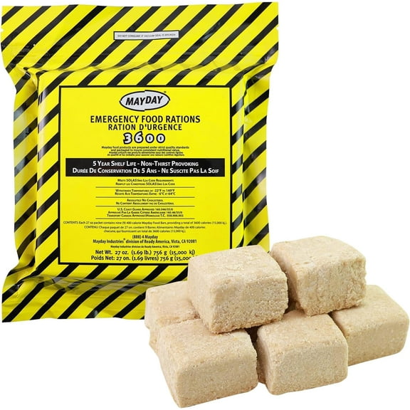 MayDay Emergency Food Bar 9 Meals 3 Day 3600 Calorie Emergency Survival Food Bar Ration Car Kit Bug Out