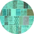 thumbnail image 1 of Ahgly Company Indoor Round Patchwork Turquoise Blue Transitional Area Rugs, 8' Round, 1 of 4
