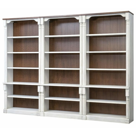 Martin Furniture Durham Three Rustic Open 8' Wood Bookcases, White