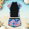 thumbnail image 5 of LIIPEE Girls Boys Swimwear Tie Dye Printed Round Neck Short Sleeve Swim Shirt Shorts Set Swimsuit Girl Trendy Beach Pool Summer Outings Bathing Suit,Black,8-9 Years, 5 of 5