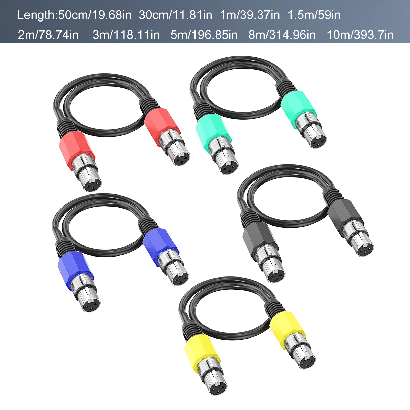 3Pin Cable Line Female to Female Microphone Wire Extension Cable for Mixer Amplifiers Electric Guitar & Drums