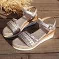 thumbnail image 4 of Womens Wedge Sandals Summer Dressy Espadrilles Open Toe Casual Platform Heeled Wedges with Adjustable Buckle Silver Size 8.5, 4 of 6