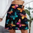 thumbnail image 3 of Butterfly Night Light Women's High Waist Skirt Stretchy Casual Mini Skirt, 3 of 8