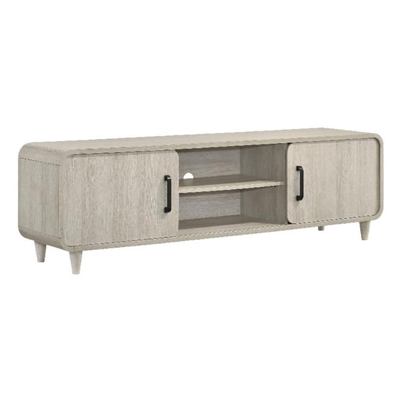 Benjara Meni TV Media Entertainment Stand- Shelves- 71" Scandinavian White
