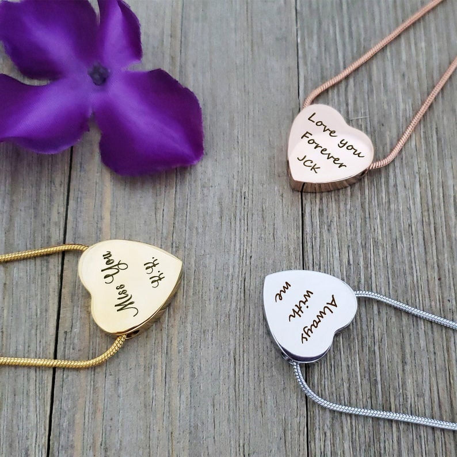 Rose Gold Dangling Heart Cremationa Jewelry, Memorial Necklace Ash Necklace, Pet Ashes Heart Necklace, Ashes Holder Heart Urn Holder, with Filling Kit and Velvet Jewelry Box [Rose Gold, No Engraving]