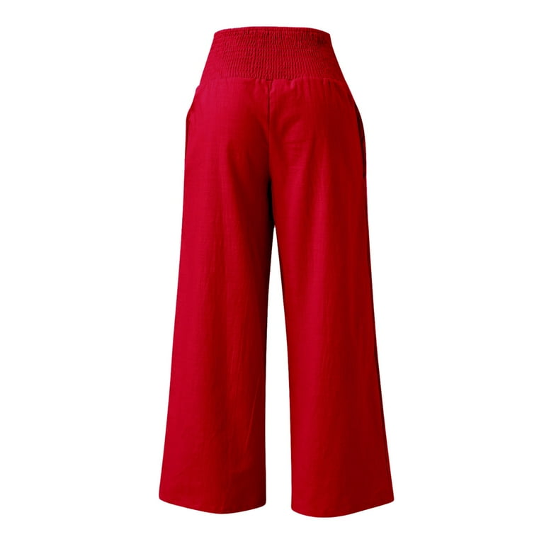 Zhizaihu Women's Wide Leg Summer Linen Pants, High Waist Zhizaihu Women's Wide Leg Summer Linen Pants, High Waist