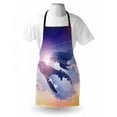 thumbnail image 3 of Whale Apron Whales Flying Dreamy Night Sky with Clouds Magical Fantasy Aquatic Design, Unisex Kitchen Bib Apron with Adjustable Neck for Cooking Baking Gardening, Peach Lilac Dark Blue, by Ambesonne, 3 of 3