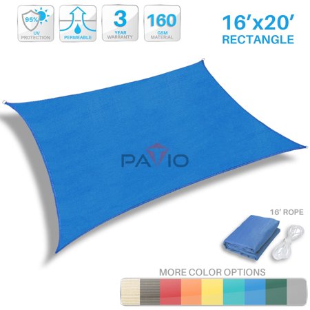 Install A Permeable Patio Patio Paradise 16' x 20' Blue Sun Shade Sail Rectangle Canopy - Permeable UV Block Fabric Durable Patio Outdoor - Customized Available ()