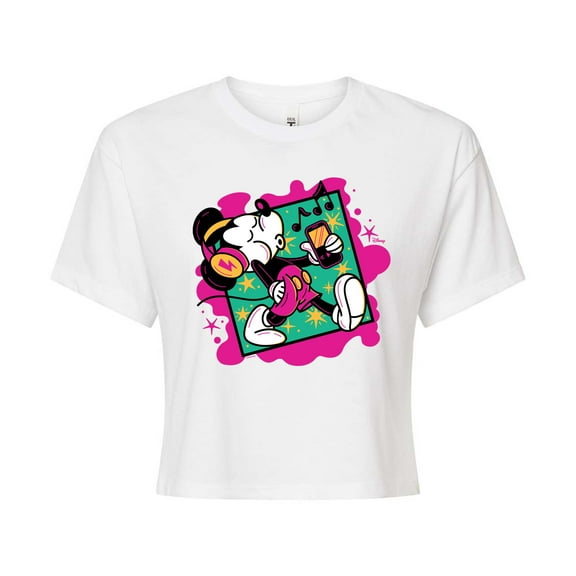 Disney - Mickey Music Stroll - Juniors Cropped Cotton Blend T-Shirt