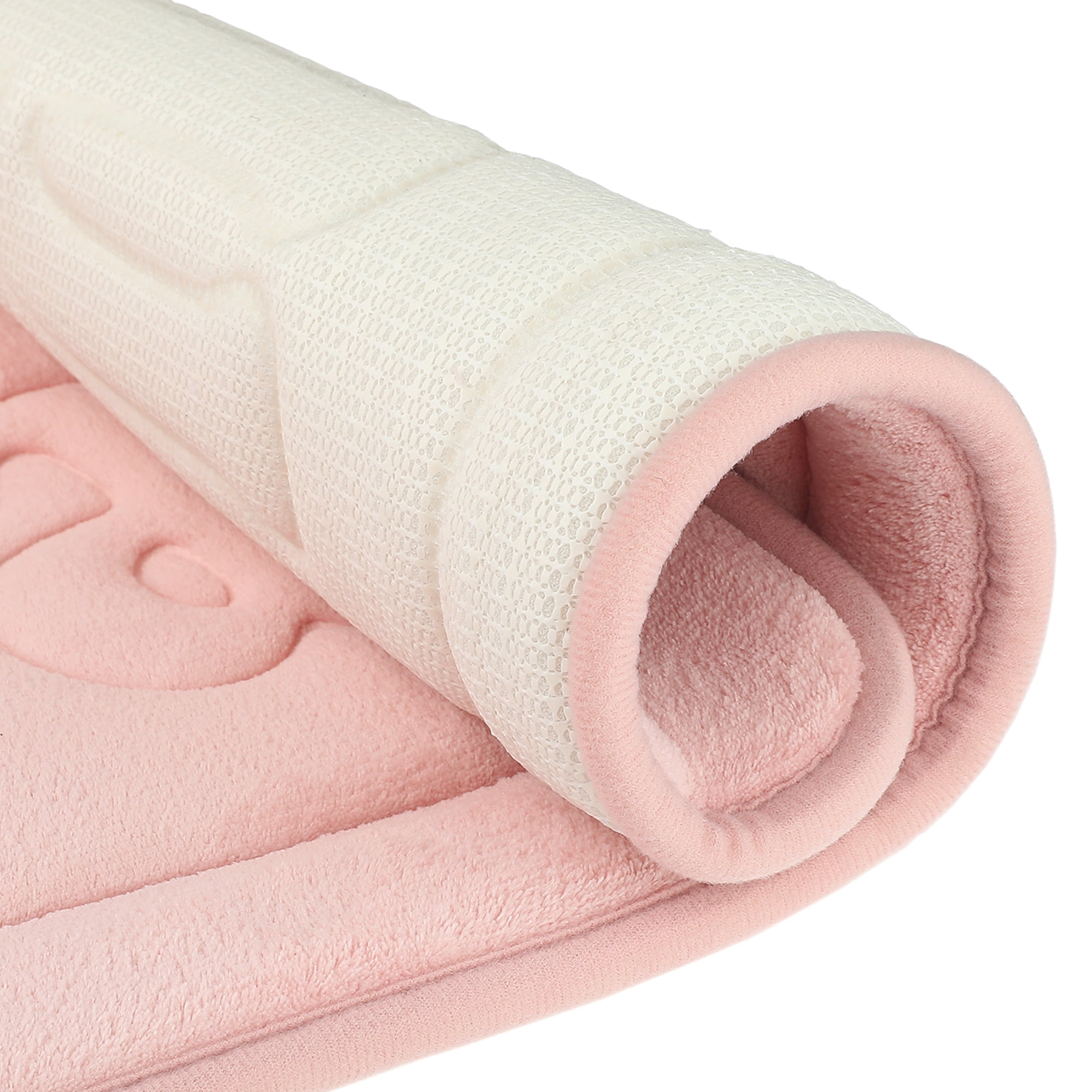 Unique Bargains 2 Pcs Memory Foam Absorbent Bathroom Rugs Light Blue/Pink 16" x 24"