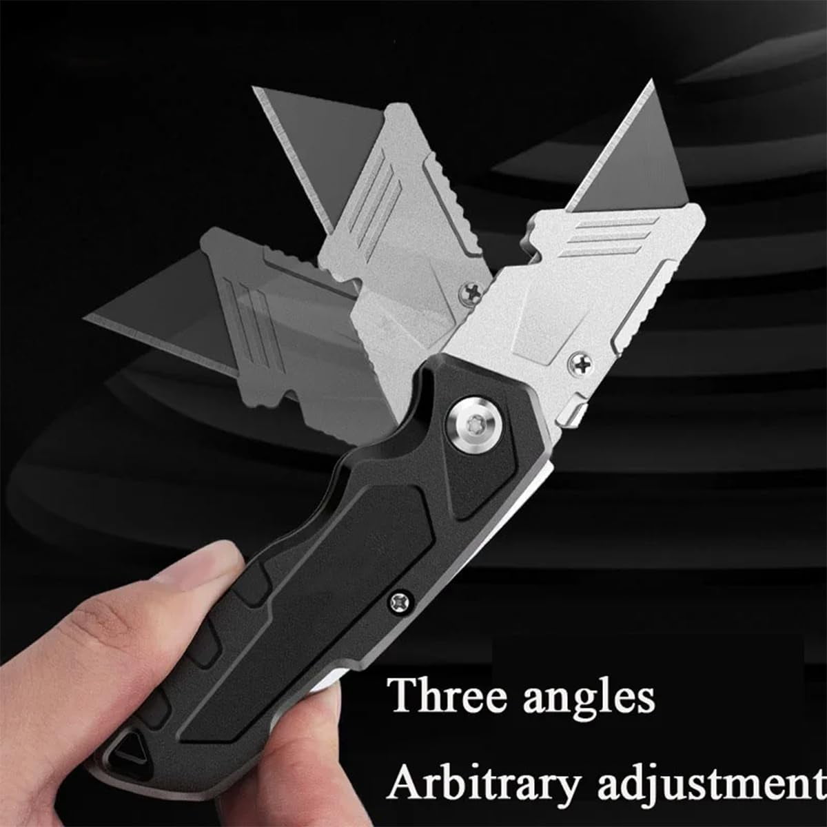 SaKaguro Folding Utility Knife,Boxs Cutter,Adjustable Angles,Carpenter Tool,Blade Storage-Holds 3 Compatible Blades (black)