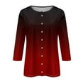 thumbnail image 3 of Nmnitkp Cartigan Light and Comfortable Womens Round Neck 3/4 Sleeve Tops Button Gradient T-Shirts Solid Loose Cute Tunic Tee Blouses, 3 of 7