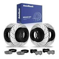 AutoShack Front & Rear Drilled & Slotted Brake Rotors Ceramic Brake Pads | Replacement for Lexus LX570 Toyota Sequoia Land Cruiser 2007-2021 Tundra 4WD | E-Coated | 12-PC Brake Kit | ShadowGuard