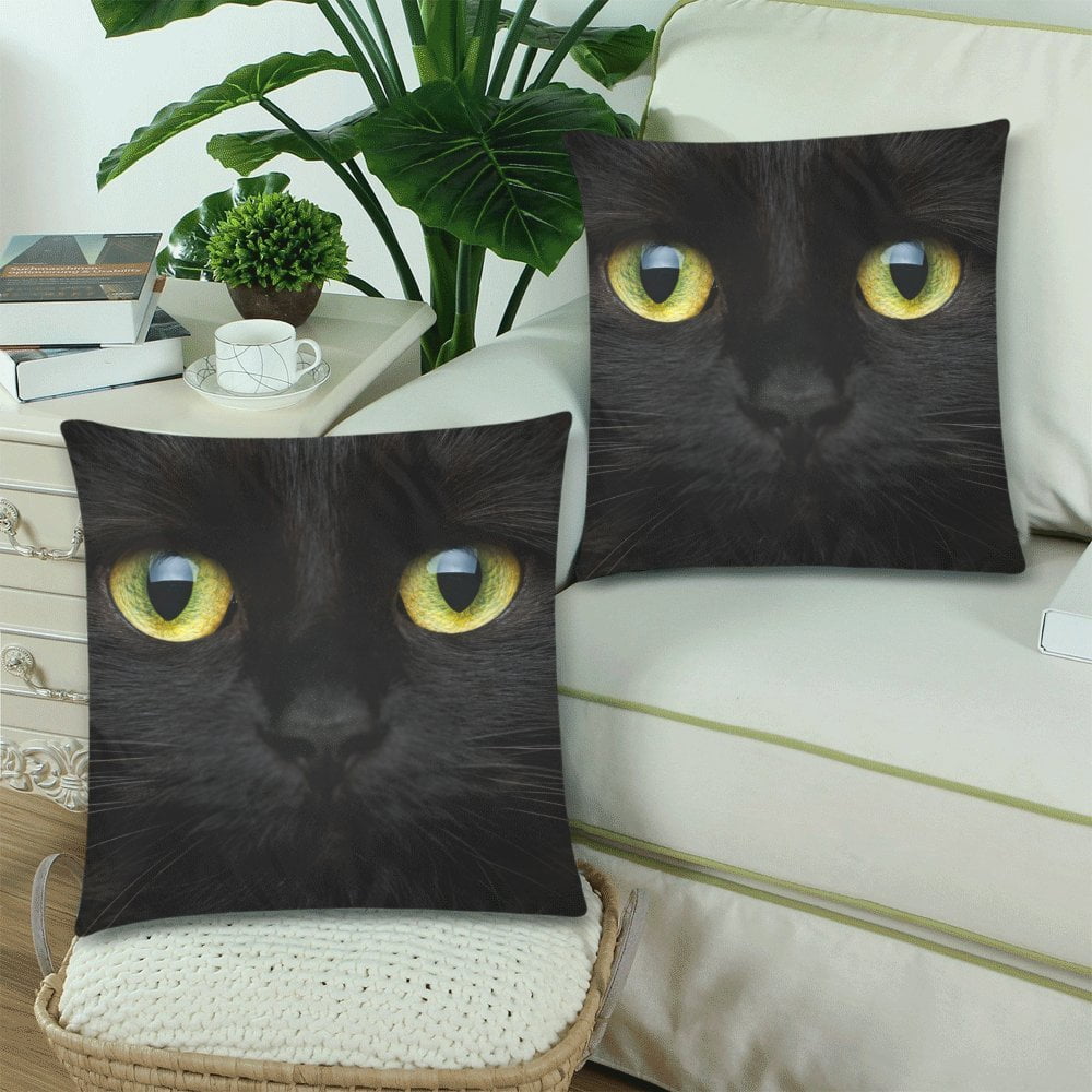 MKHERT Black Cat Throw Pillowcase Pillow Cover Cushion Couver 18x18 inch, Set of 2