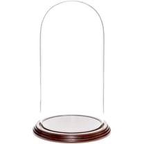 Plymor 5.5" x 11" Glass Display Dome Cloche (Dark Mahogany Veneer Base)