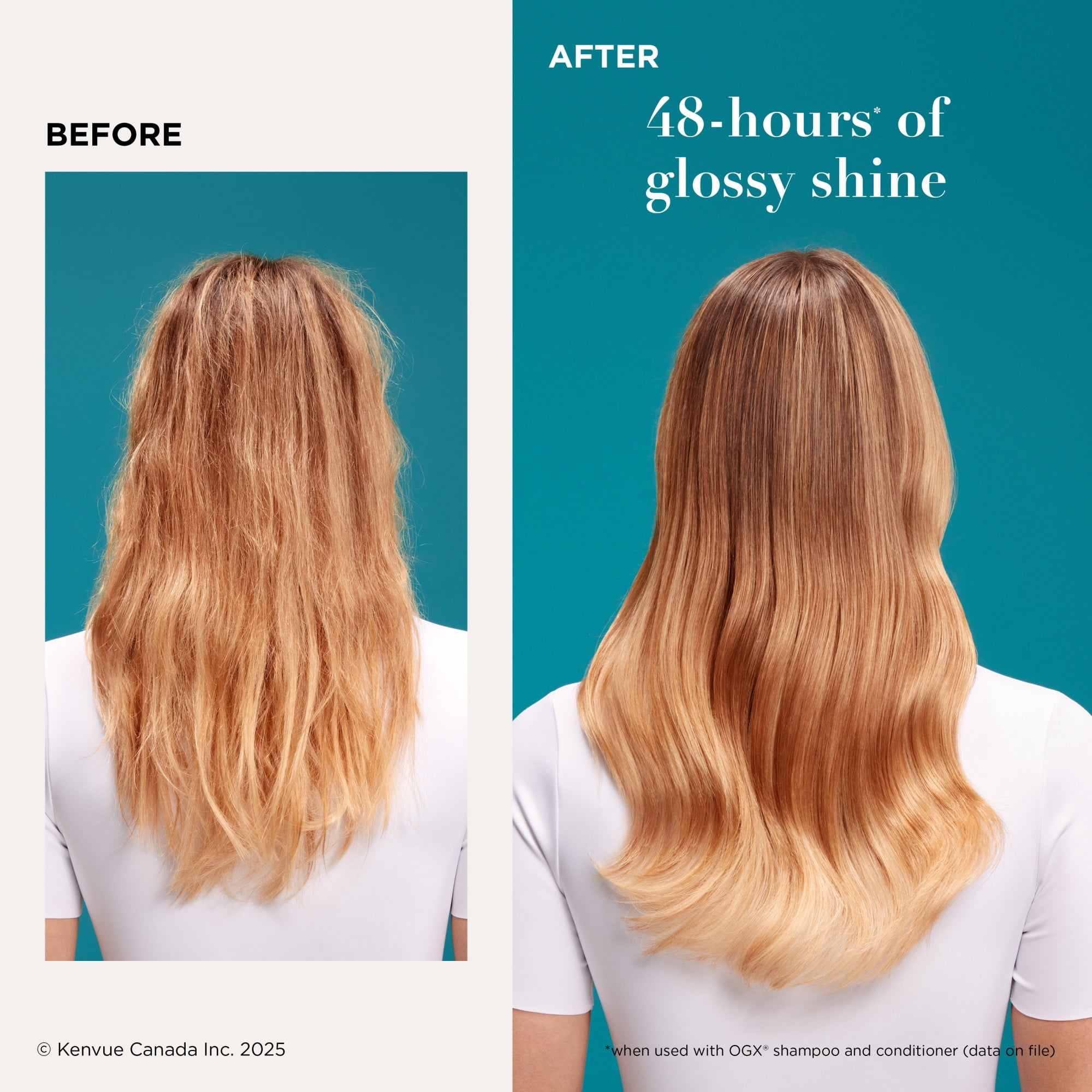 OGX Mirror Shine + Argan Oil Pre-Wash Hair Gloss, Smoothing Rinse Out Treatment for 48 Hours of Glossy Shine* & Nourishing Repair, Lightweight Hair Oil Mends Split Ends***, 118 mL