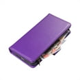 thumbnail image 2 of ELEHOLD for iPhone XS/X Wallet Case with 9 Card Holders Zipper Pocket Kickstand Soft PU Leather Flip Shockproof Protective Cover with Wrist Strap Business Style for Women Men,purple, 2 of 8