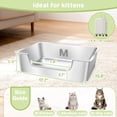 thumbnail image 6 of Low Entry Litter Box for Senior or Disabled & Injured Cats, Stainless Steel High Sided Enclosed Easy Step in Entry-Large Metal Kitty Litter Box for Kittens, Odor Control, 6 of 9