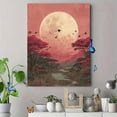 thumbnail image 4 of Pink Moon Bird Flock Boho Canvas Mystical Lunar Zen Nature Wall Decor, 4 of 8