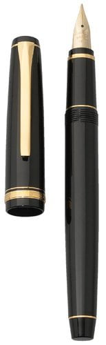 Pilot Falcon Black & Gold Fountain Pen 14k Gold Soft Fine F Nib 