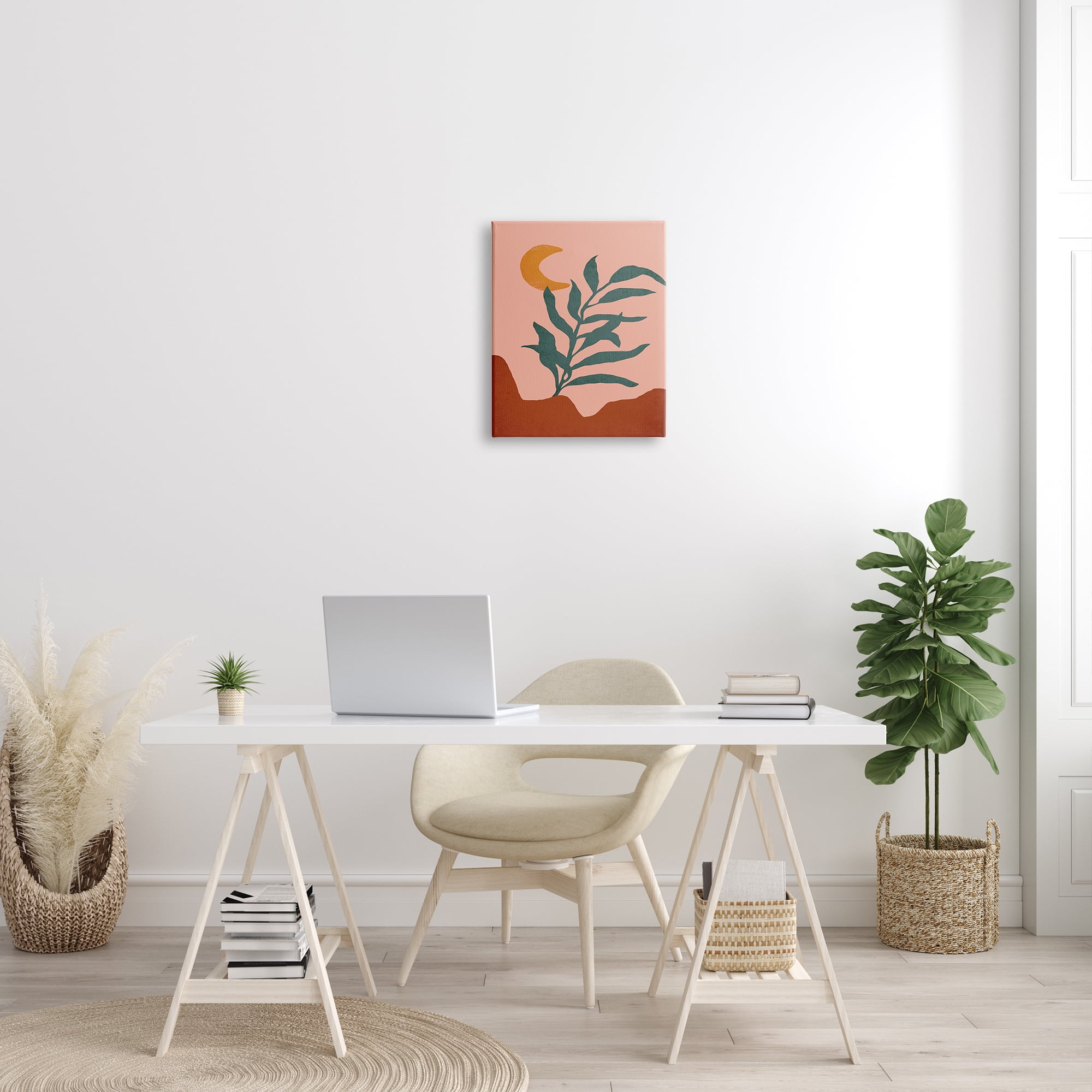 Stupell Industries Blooming Plant Leaf Pleasant Desert Crescent Moon Graphic Art Gallery Wrapped Canvas Print Wall Art, Design by JJ Design House LLC