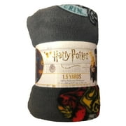 Eugene Textiles, Licensed Harry Potter crust Anti- pill Fleece 60" x 1.5 yd 100% Polyester Pre-cut Fleece Fabric, Black, crafted for time saver, no sew blanket project