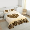 thumbnail image 3 of jejeloiu Leopard Print Loves Full Size Comforter Sets,Chic Cheetah Pattern Bedding Comforter Set,Beige Brown Bedding Sets For Girls,Super Cozy Room Decor Reversible,3-Piece, 3 of 8