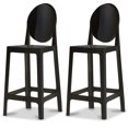 thumbnail image 5 of (Retired) 2xhome Set of 2 25" Seat Height Kitchen Barstools, Modern Ghost Accent Side Armless Counter Stools With Back, Black, 5 of 9