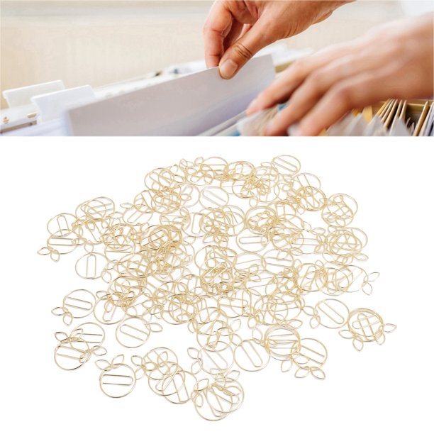 100 Clips de Papel Dorados Con forma Linda, Clips de Papel de Metal Multifunción de Acero inoxidable, Ligeros y Portátiles, Simples y de Moda, Perfectos para la Oficina